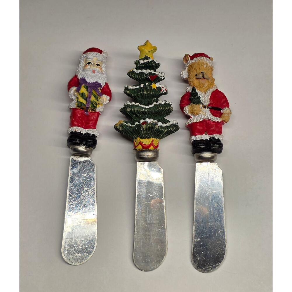 Set of 3 Christmas Cheese Spreaders – Santa, Tree, Bear